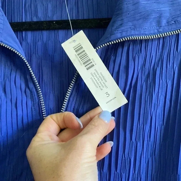 Chico's Traveler's Full Zip Lightweight Jacket Blue No-Wrinkle | Size: 3 (16/18) - Picture 6 of 8